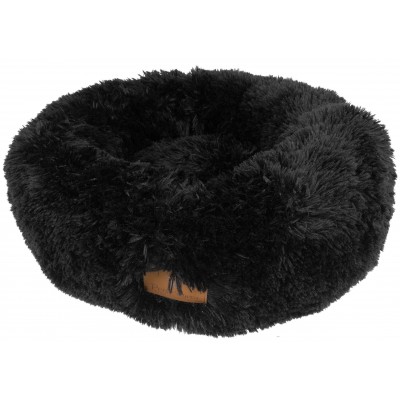 פטסלנד - מיטת פרווה פלאפי עגולה שחורה לחתולים וכלבים פטס פרוג'קט