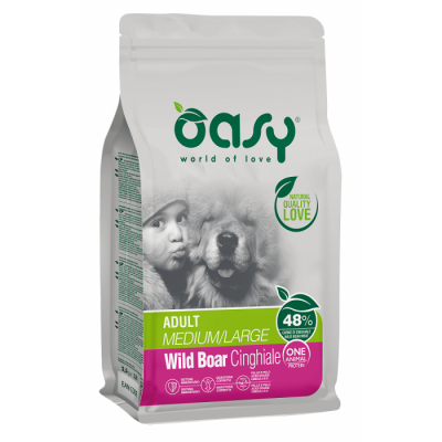 OASY - אואסי מזון יבש מלא לכלב בוגר מגזע בינוני וגדול - חזיר - שק 12 ק"ג