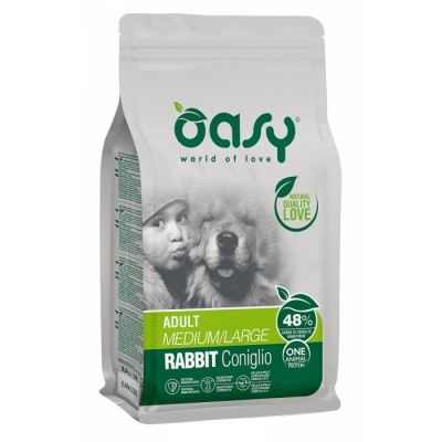 OASY - אואסי מזון יבש מלא לכלב בוגר מגזע בינוני וגדול - ארנב - שק 2.5 ק"ג
