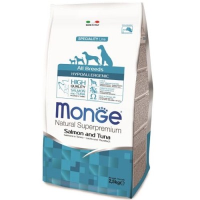 Monge - מונג' היפואלרגני בטעם סלמון וטונה לכלבים מכל הגזעים - שק 12 ק"ג
