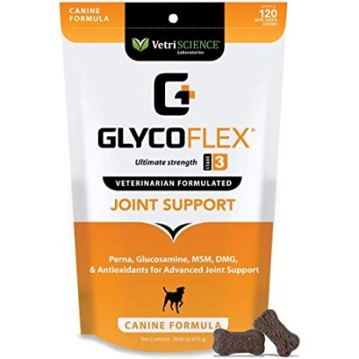GlycoFlex Plus גליקופלקס 3 פלוס - תוסף מזון לכלבים לתמיכה ושמירה על מפרקים ורקמות - 120 לעסניות
